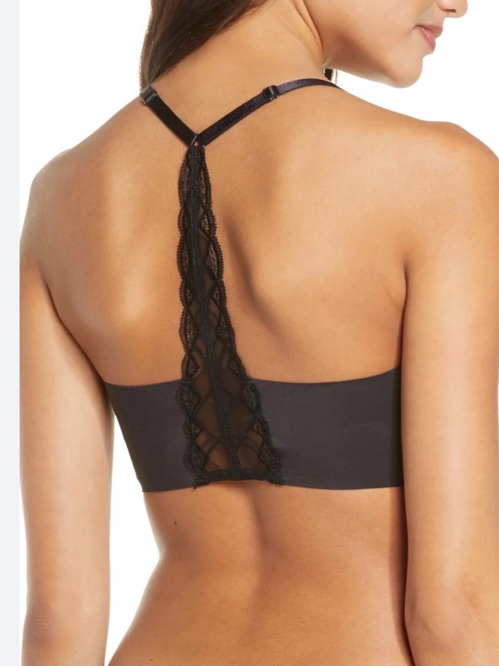New True & Co. True Body Triangle Lace Racerback Bralette Sz L - Picture 2 of 8